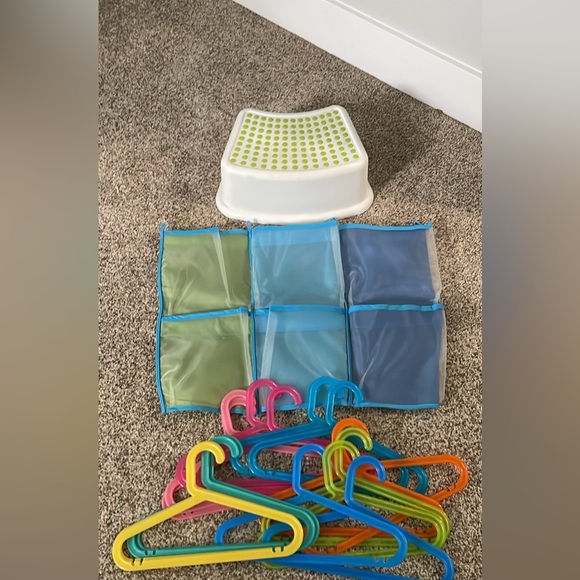 IKEA Other - IKEA kids bundle of 16 hangers with hanging organiser and stepstool